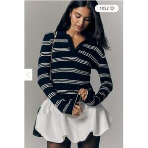 Reformation Hermia Long-Sleeve Polo Top XS NEW